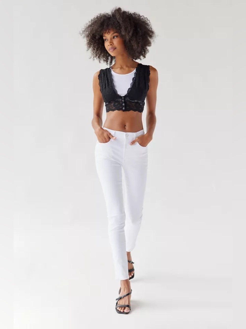 EDWIN Pixie Mid Rise Stretch Skinny Jean - Optic White Sz 31 Minimalist Clean